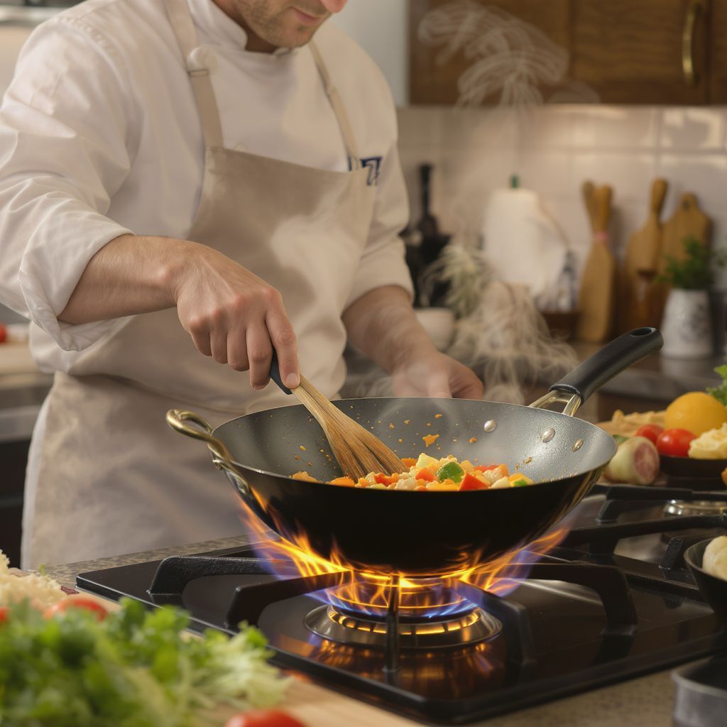 A megfelelő hőmérséklet elérése a wokban biztosítja a roppanóságot.