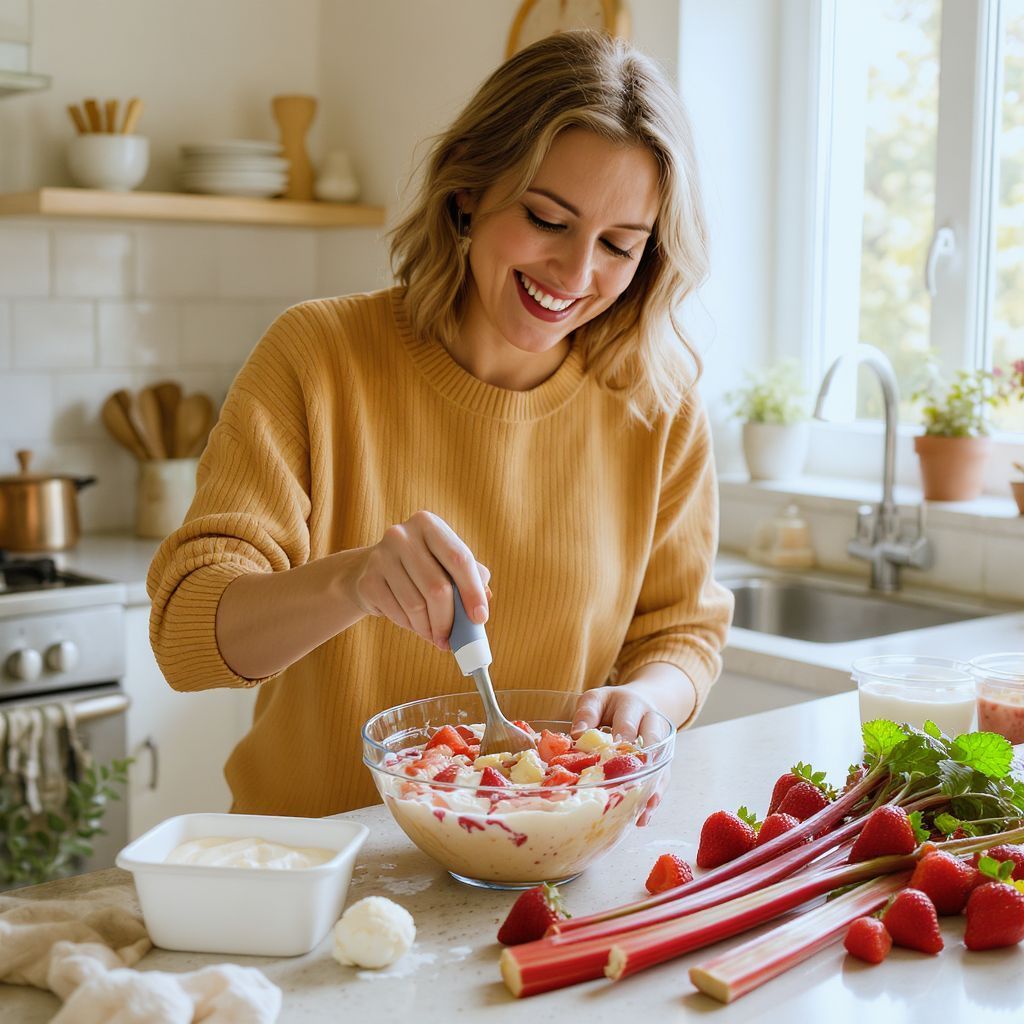 A rebarbara egyedi ízével gazdagítja a jégkrémet.