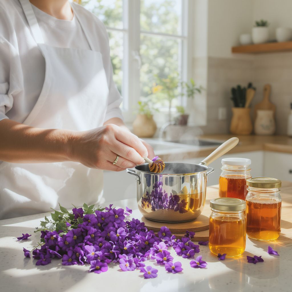 Variációk: Ibolyaméz használható sütemények édesítésére is.