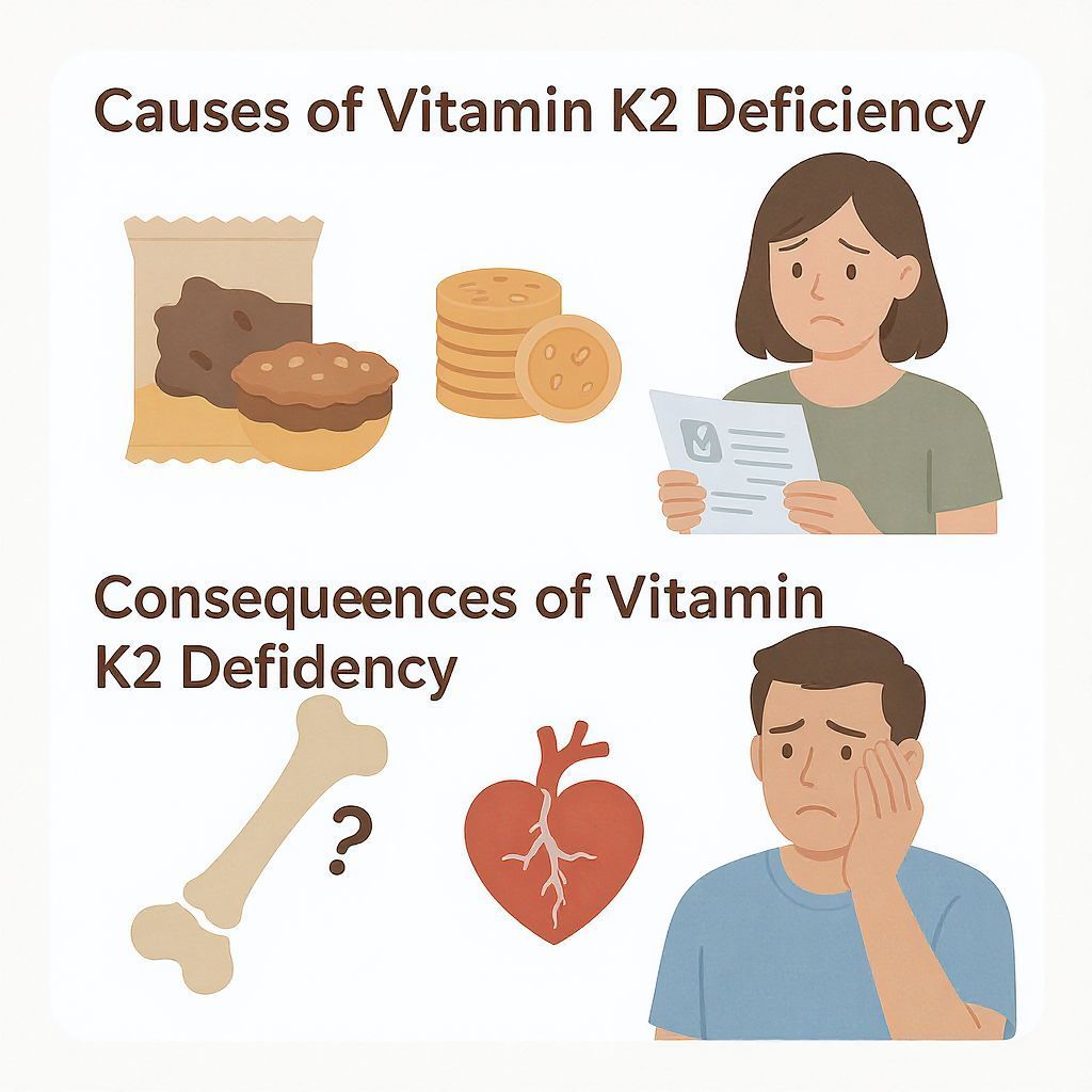 A K2-vitamin hiánya csontritkuláshoz és érrendszeri problémákhoz vezethet.