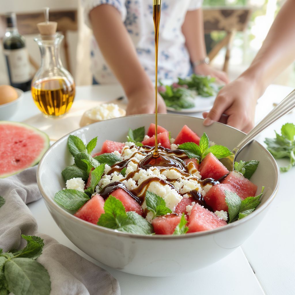 A menta frissessége kiemeli a görögdinnye ízét.