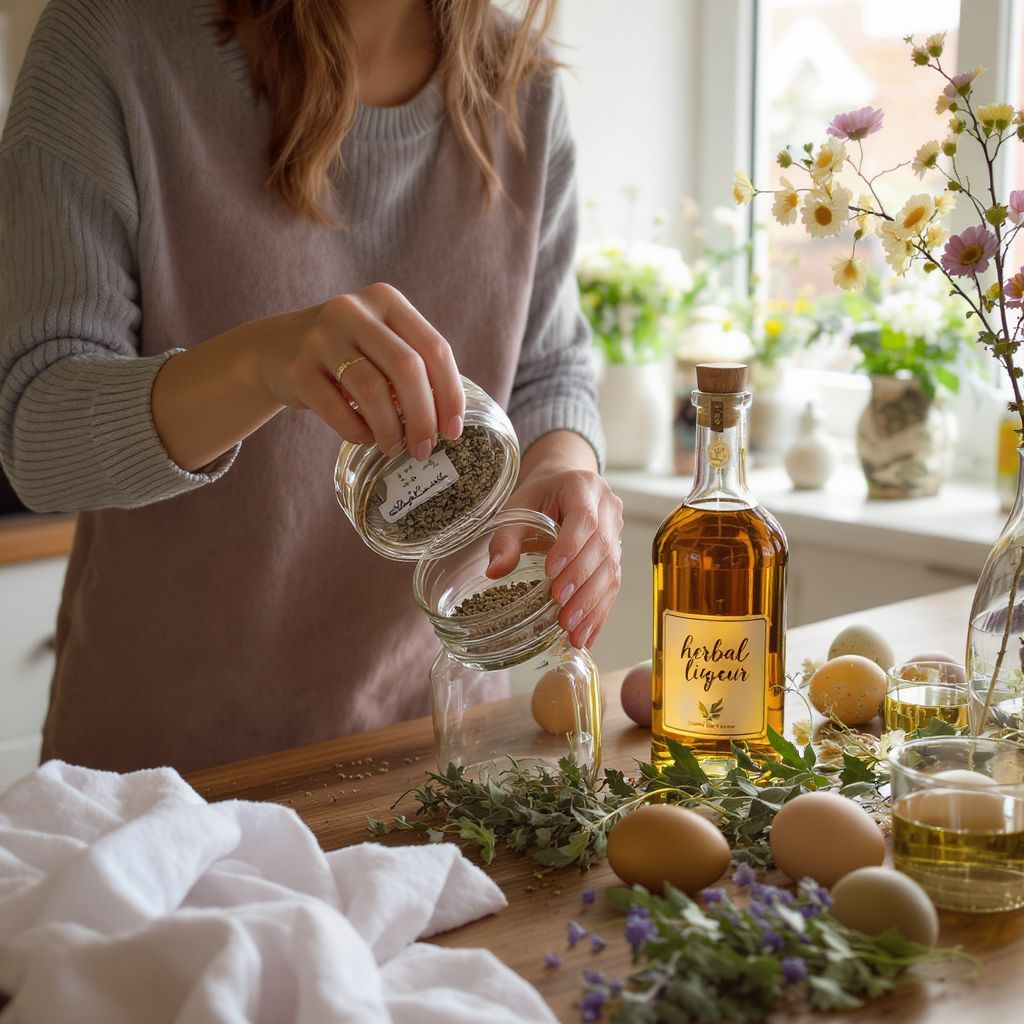 Húsvétra készült gyógynövénylikőrök friss íze és aromája.