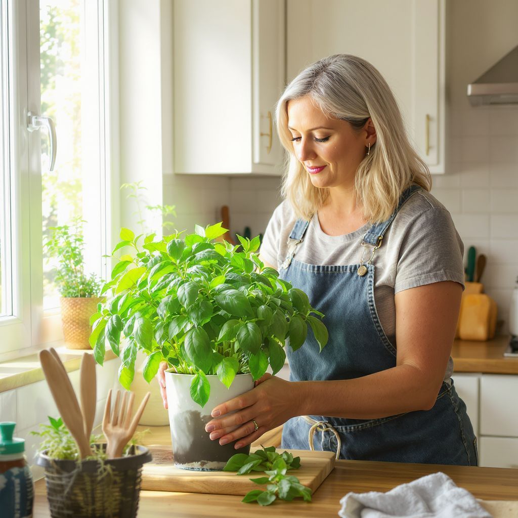 A bazsalikom rendszeres öntözése serkenti a növekedését.
