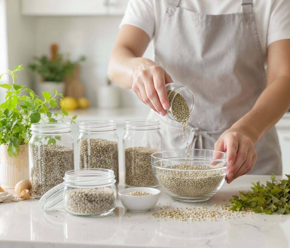 A friss kendermag tárolása légmentesen javasolt, hosszabb eltarthatóságért.