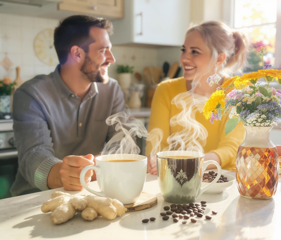 A gyömbér természetes élénkítő, a kávé koffeines energia.